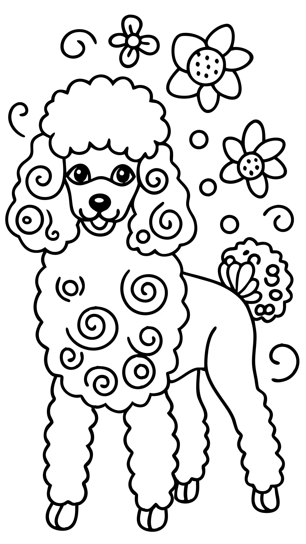 coloriages de chien caniche